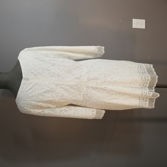 Elie Tahari size 14 white unique lace sequin lace dress. Beautifully lined - Picture 4 of 17